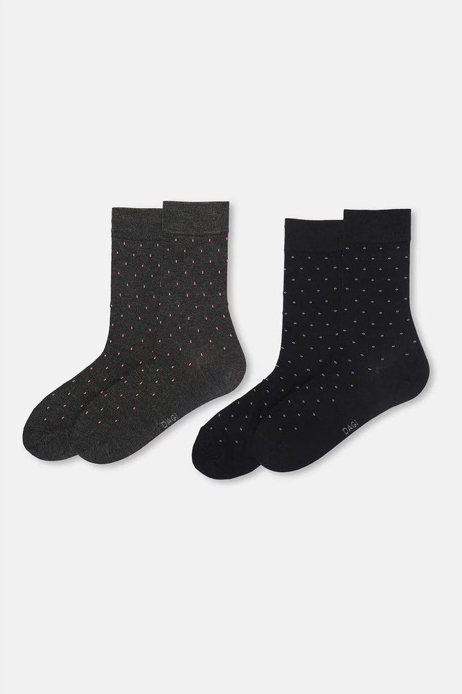 Antrasit-Siyah Erkek 2'li Mini Desen Bambu Çorap