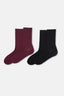 Bordo-Siyah Erkek 2'li Mini Desen Bambu Çorap