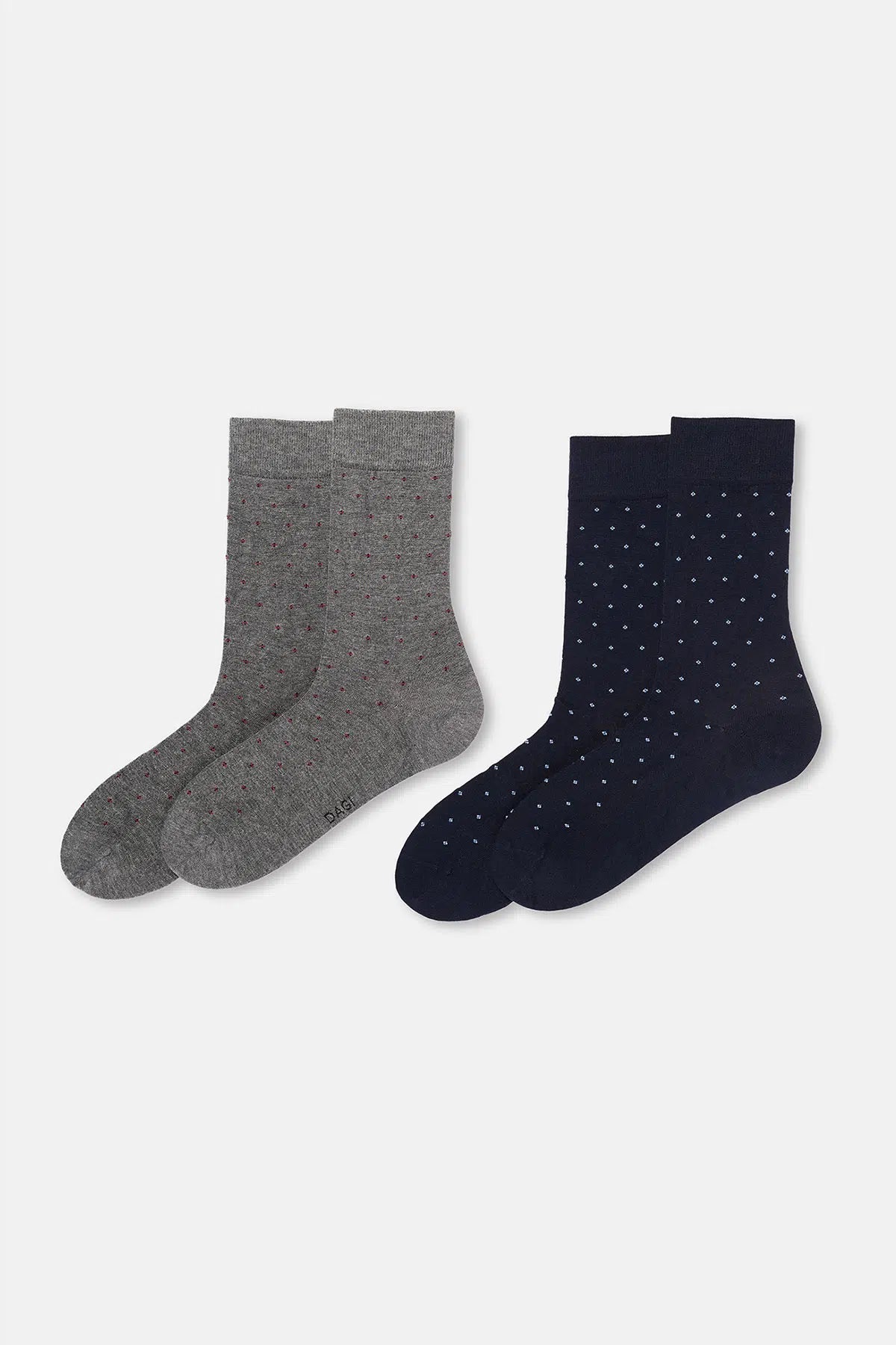 Gri Melanj-Lacivert Erkek 2'li Mini Desen Bambu Çorap