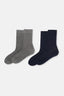 Gri Melanj-Lacivert Erkek 2'li Mini Desen Bambu Çorap