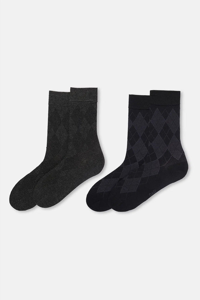 Grimelanj - Siyah Erkek 2'li Baklava Desen Bambu Çorap