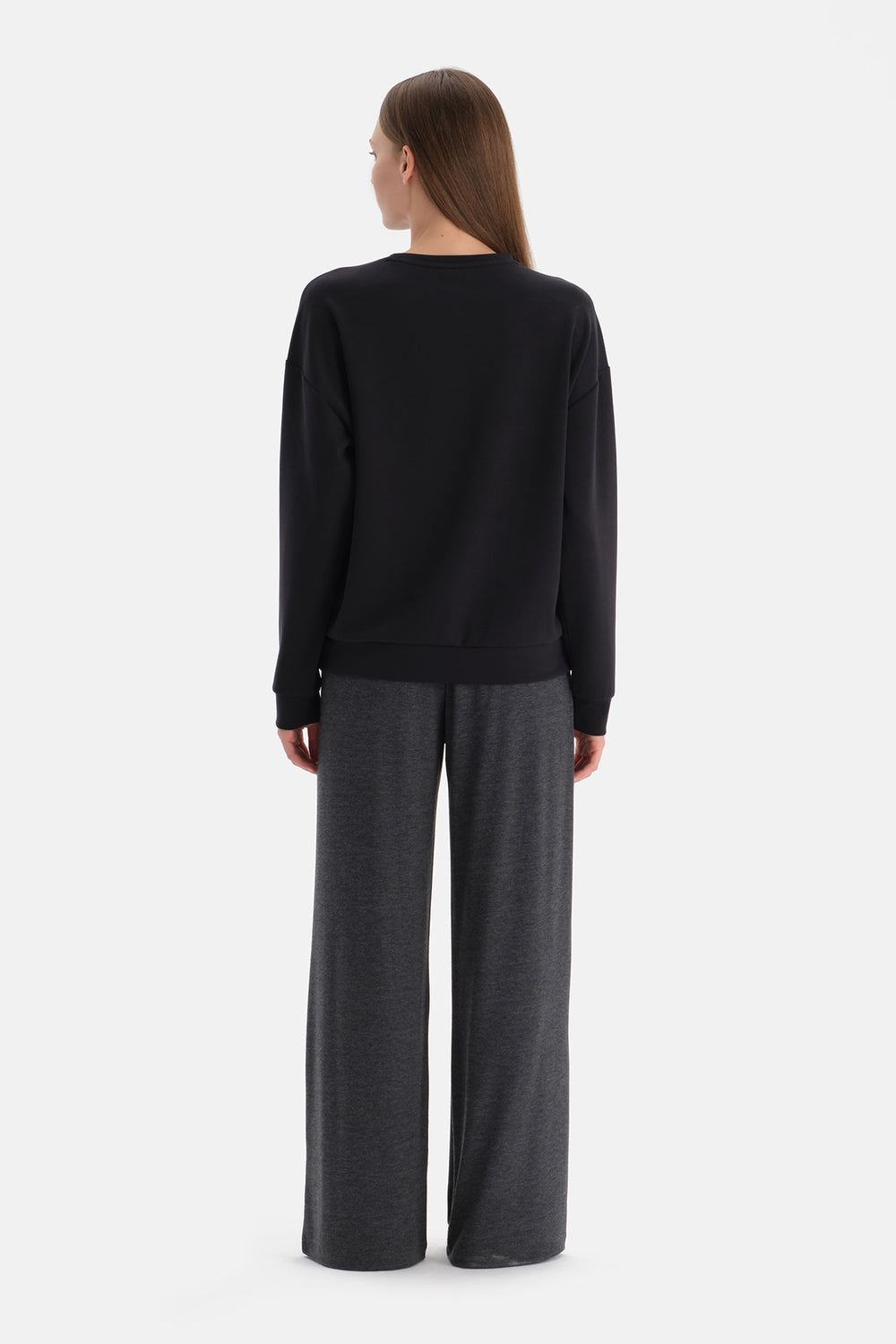 Siyah Basic Modal Sweatshirt