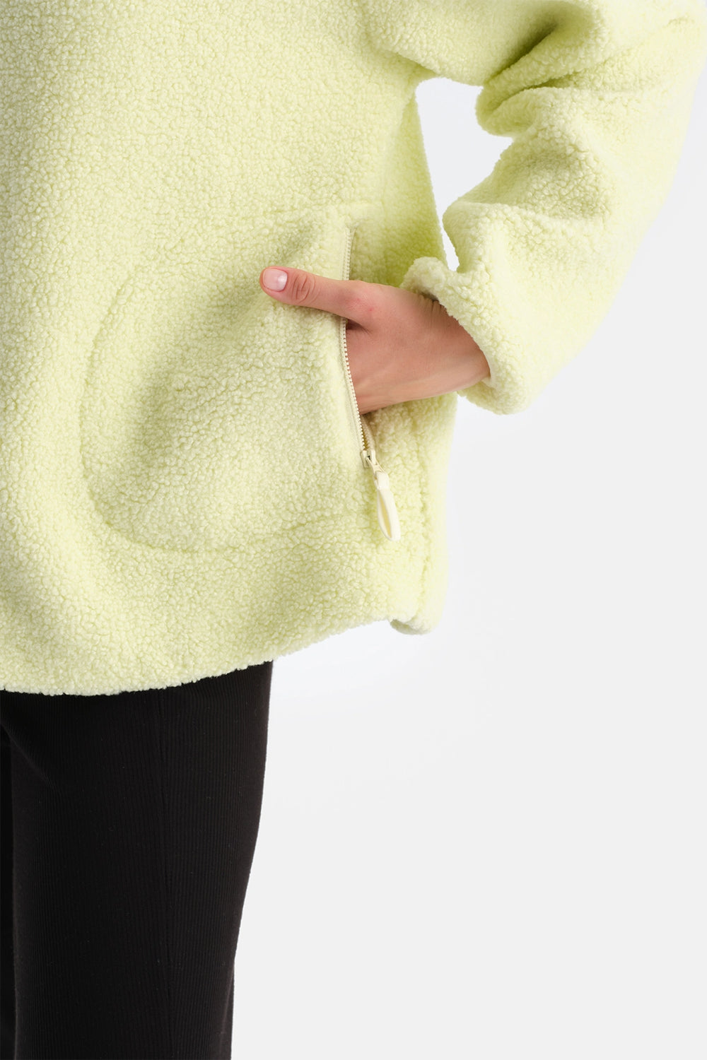 Açık Yeşil Kadın Önden Fermuarlı Polar Mont