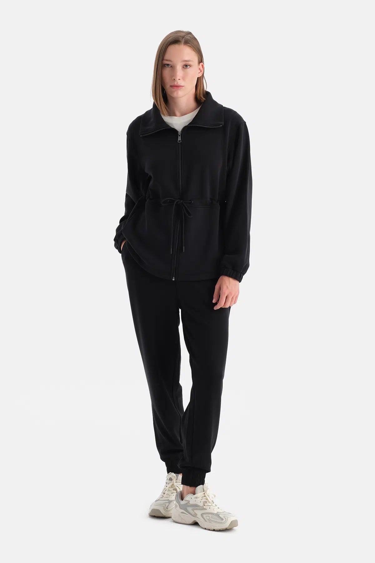 KADIN BEL BÜZGÜLÜ UZUN MODAL SWEATSHIRT