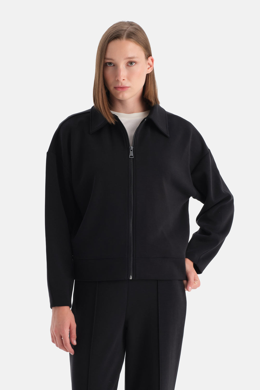 Siyah Travel İçi Şardonlu Modal Sweatshirt