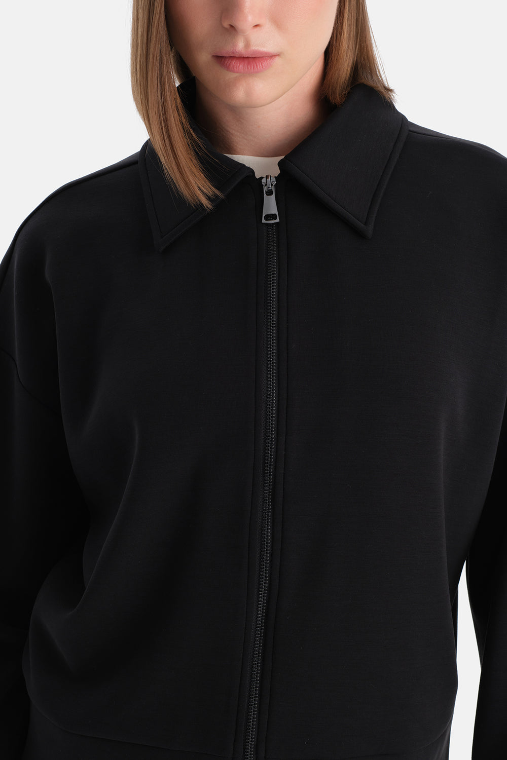 Siyah Travel İçi Şardonlu Modal Sweatshirt