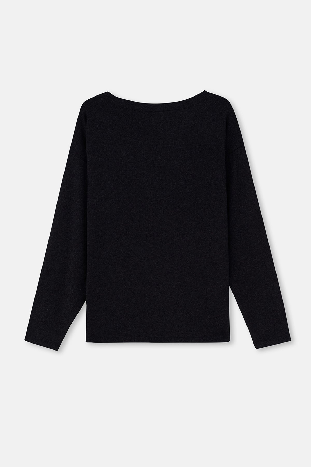 Antrasıt Hafif Kayık Yaka Soft Touch Uzun Kollu Tişört