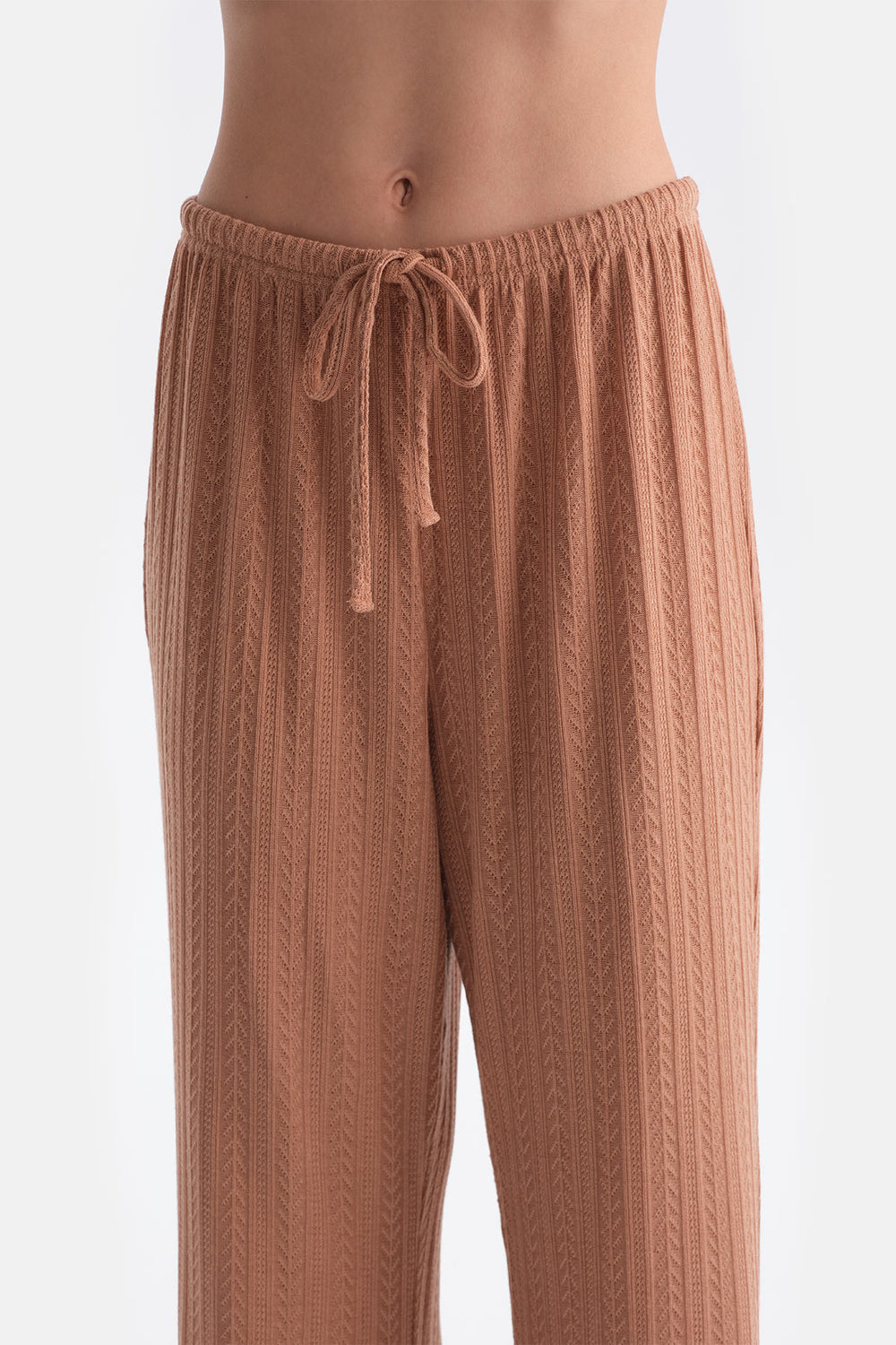 Mocha Örgü Detaylı Pantolon