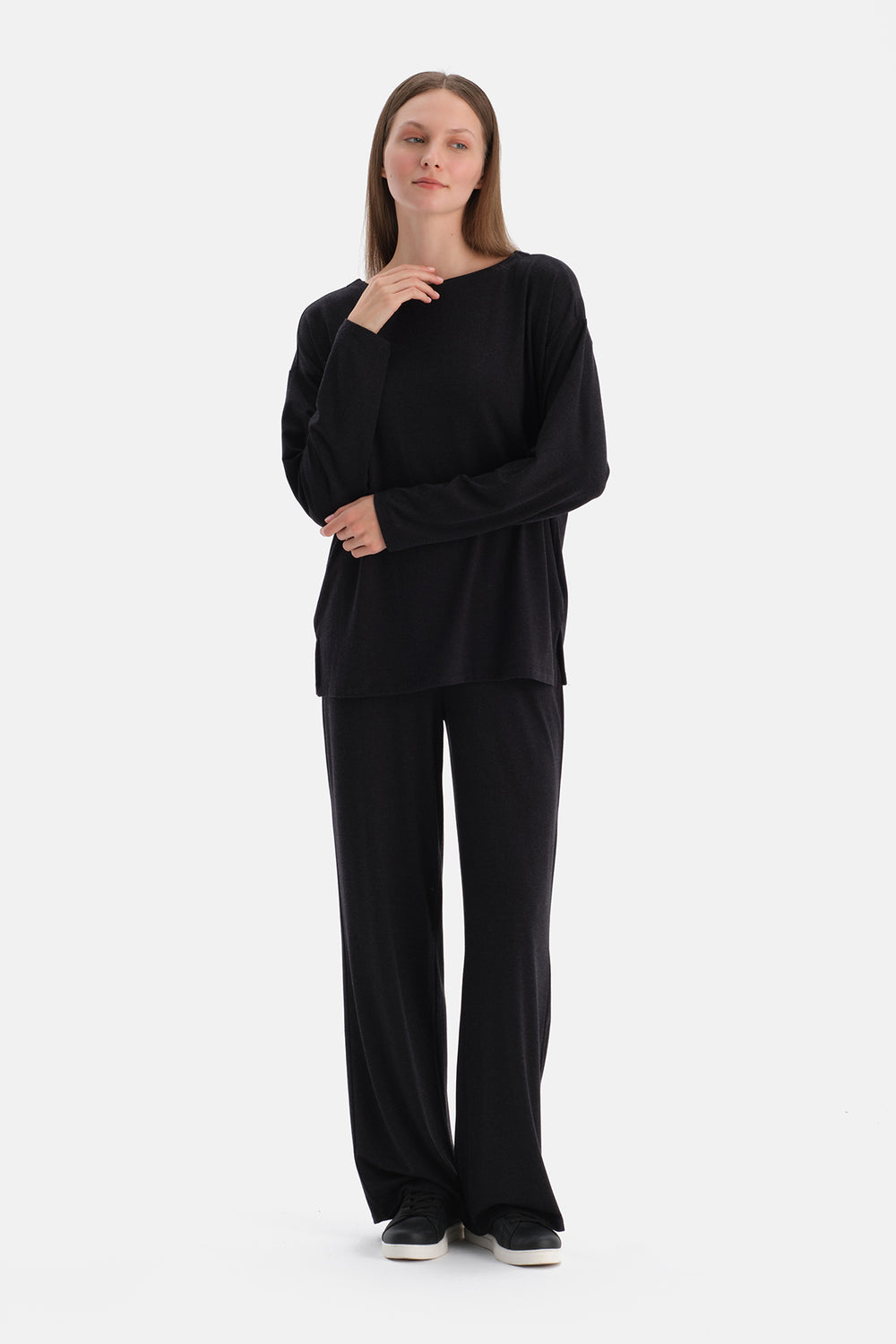 Antrasıt Bol Paça Soft Touch Pantolon