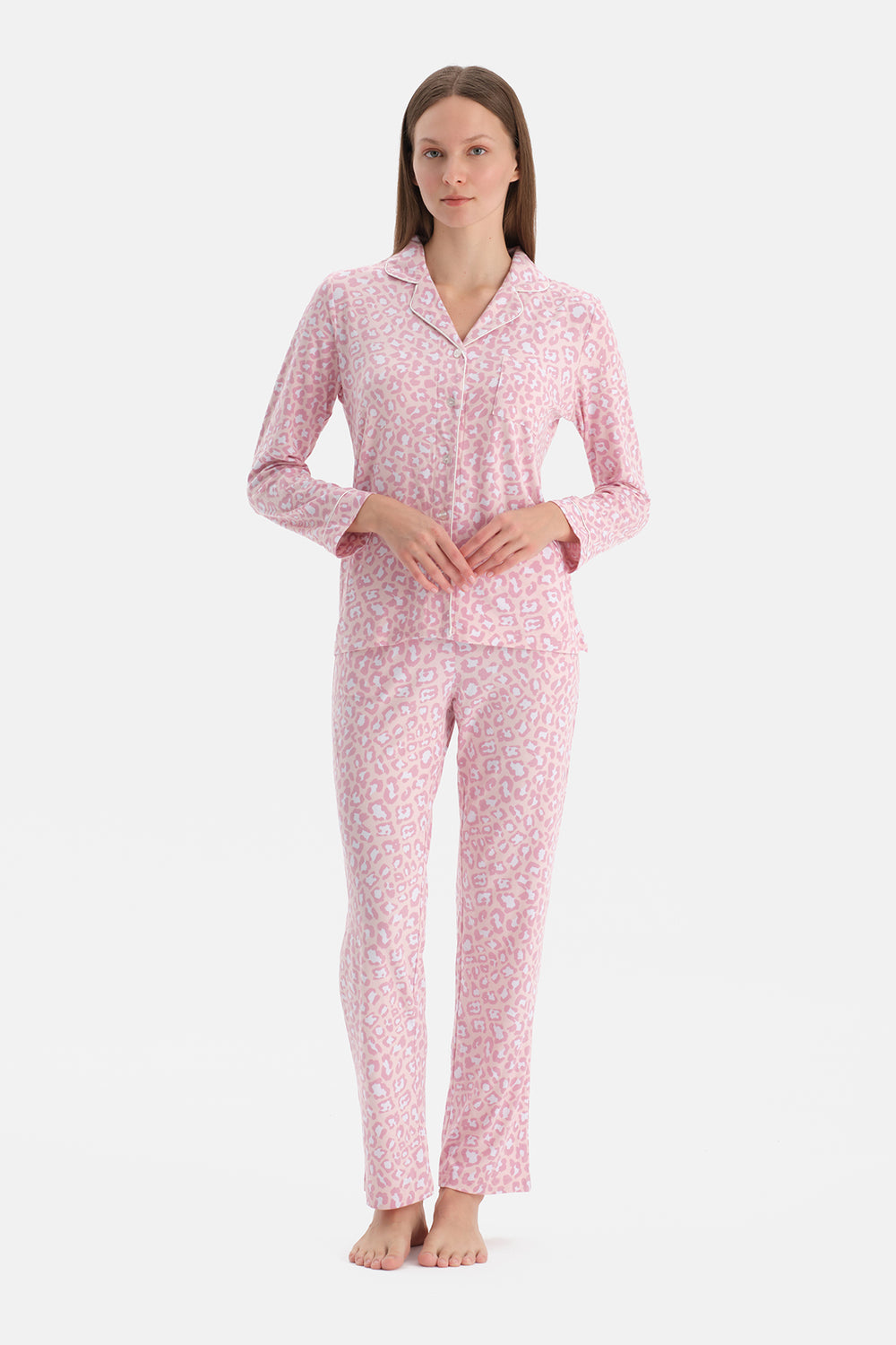 LEOPAR DESENLİ TERMAL PİJAMA TAKIMI