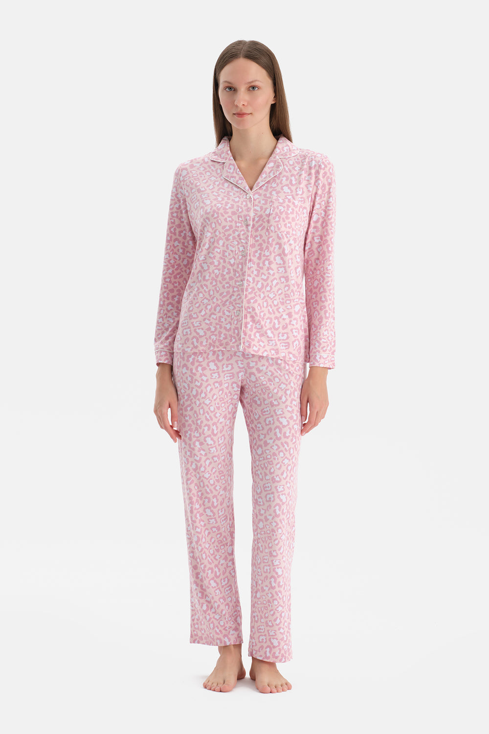 LEOPAR DESENLİ TERMAL PİJAMA TAKIMI