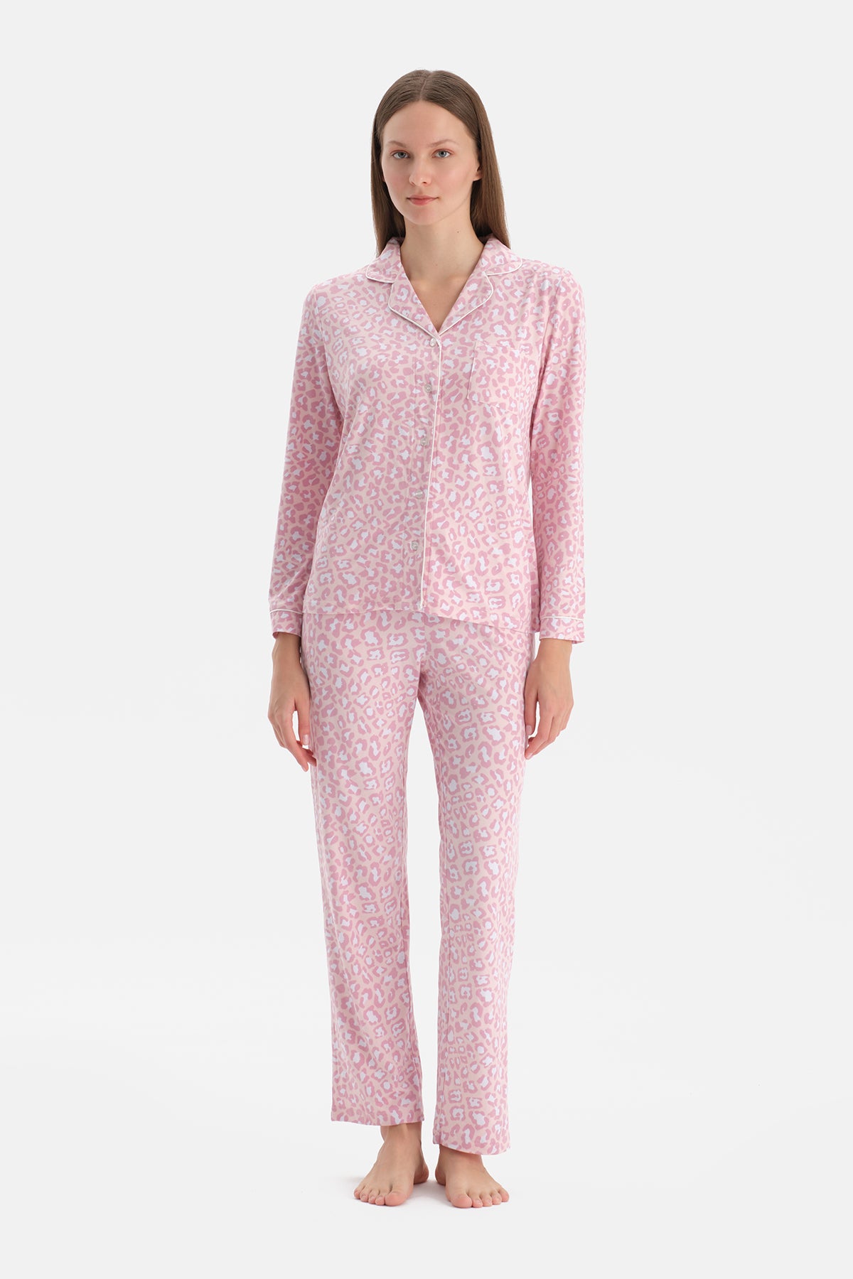 LEOPAR DESENLİ TERMAL PİJAMA TAKIMI