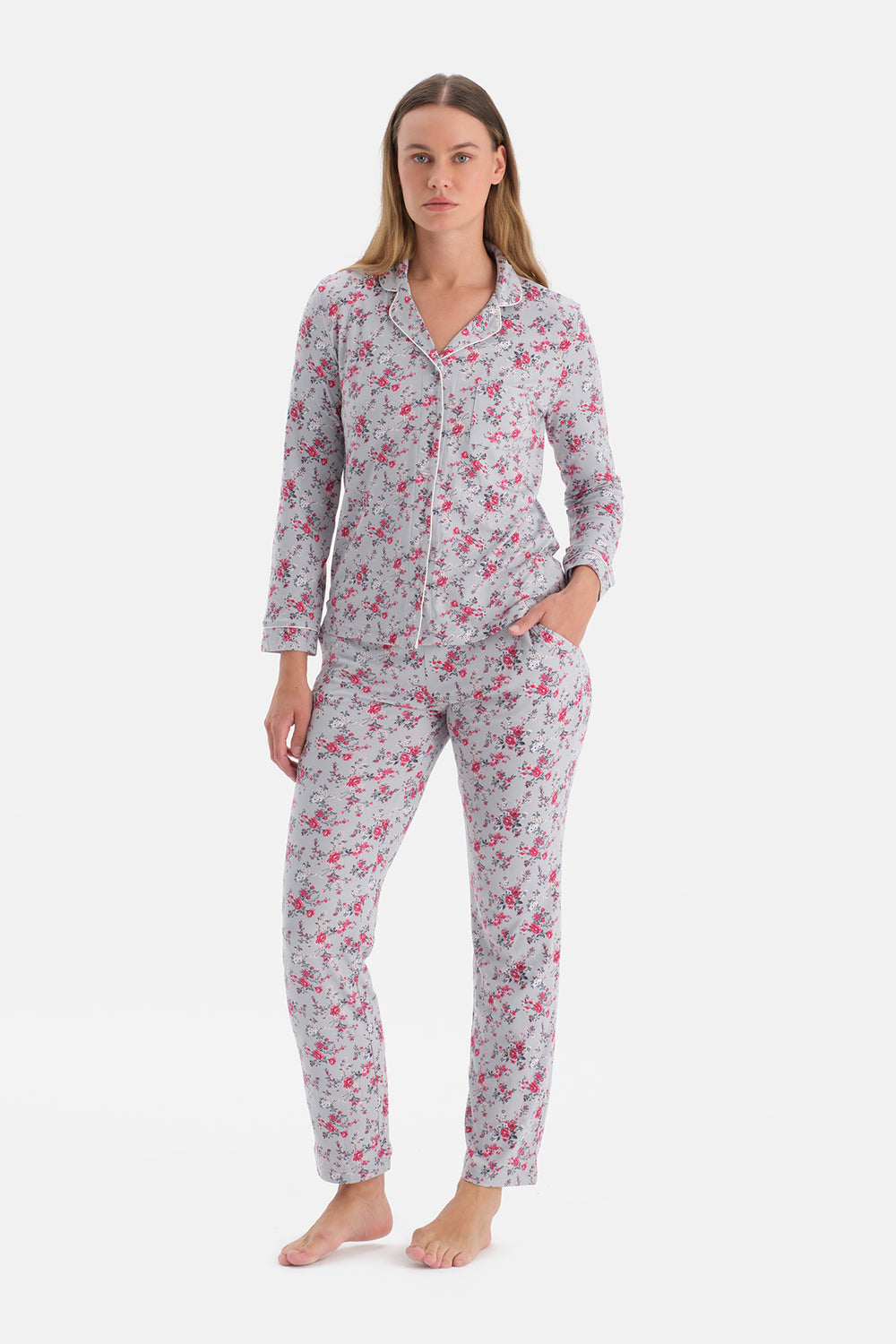 ÇİÇEKLİ TERMAL PİJAMA TAKIMI