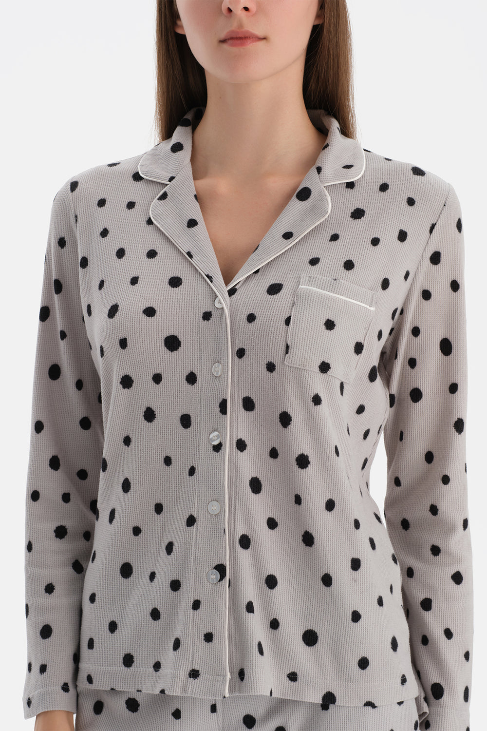 PUANTİYELİ WAFFLE PİJAMA TAKIMI