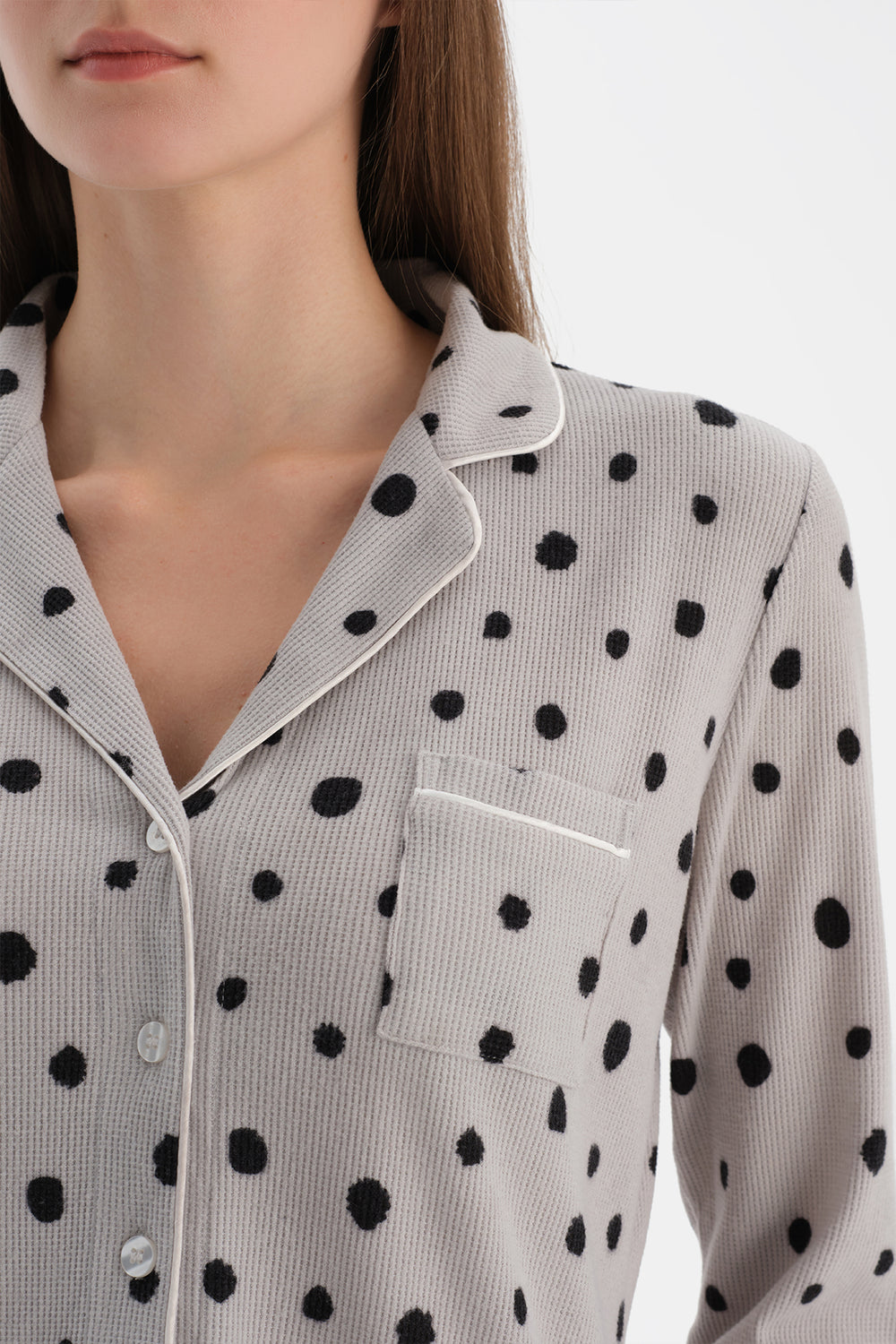 PUANTİYELİ WAFFLE PİJAMA TAKIMI