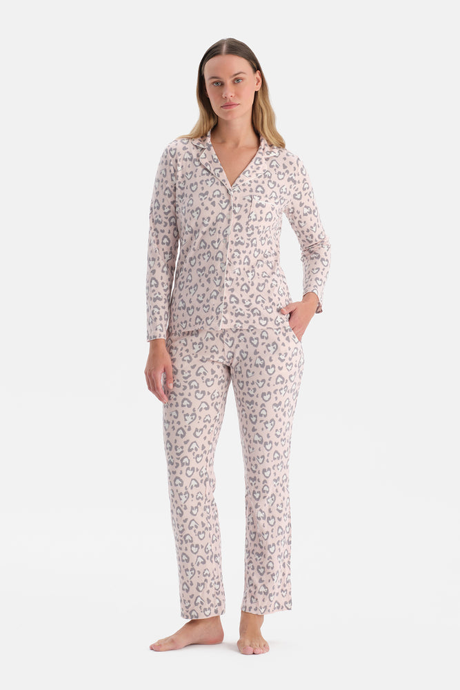 LEOPAR DESENLİ WAFFLE PİJAMA TAKIMI