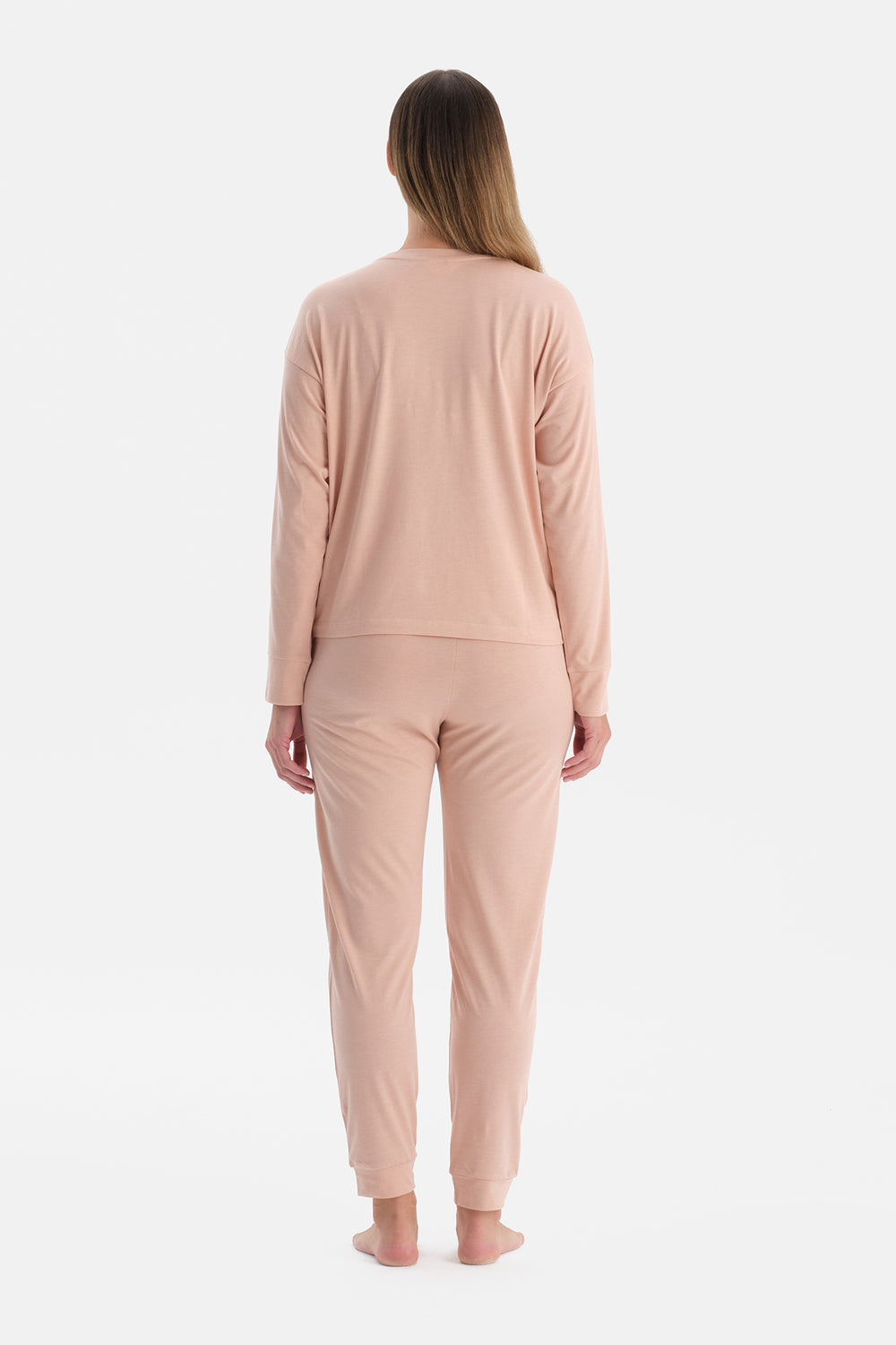 Pudra Uzun Kollu Tişört Pantolon Takım