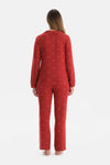 Kırmızı Puantiyeli Termal Gömlek Pantolon Pijama Takımı