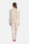 Ekru Geyikli Baskılı Tişört Pantolon Pijama Takımı
