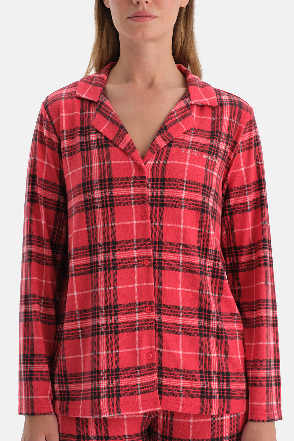 Kırmızı Ekoseli Termal Gömlek Pantolon Pijama Takımı