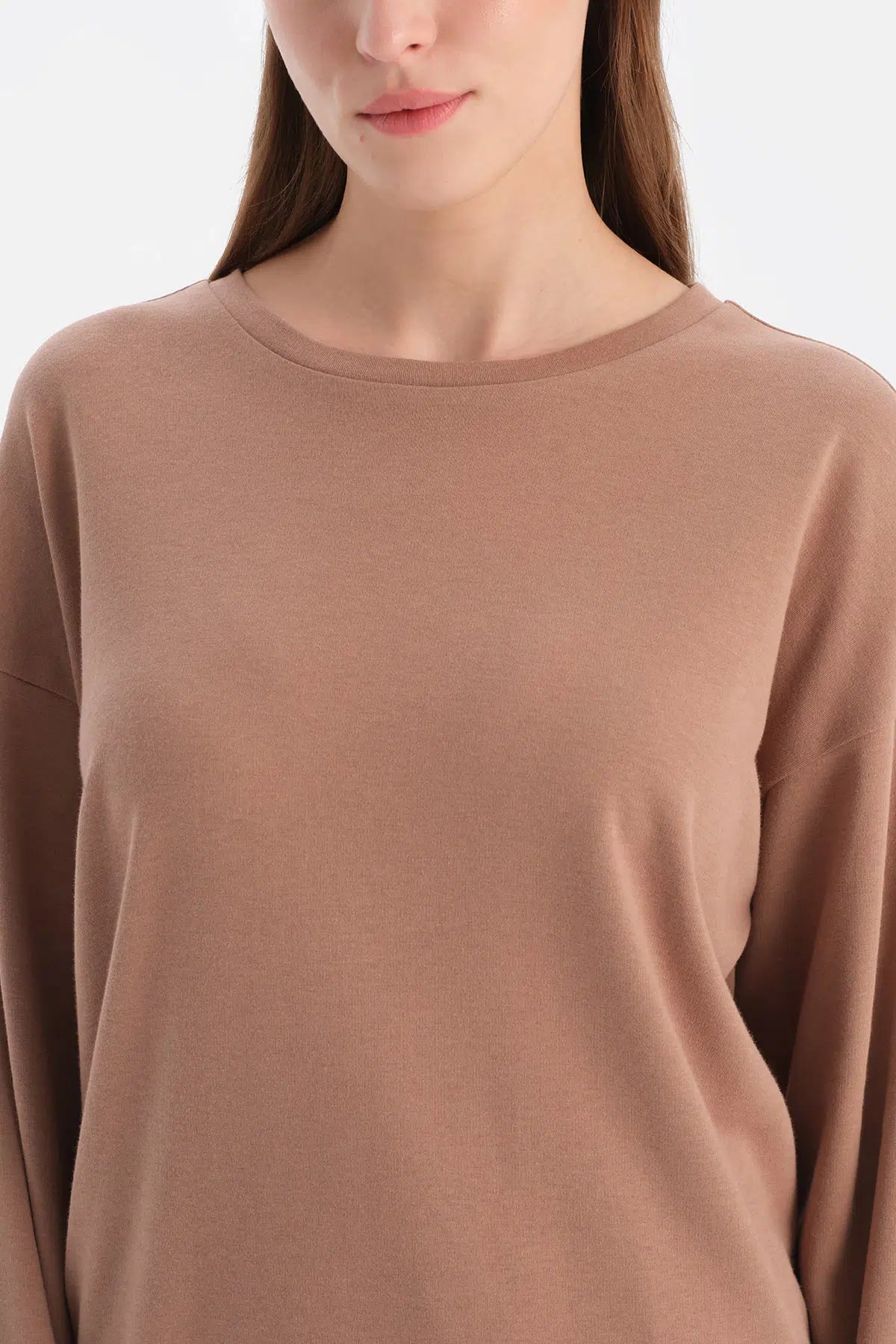 Sütlü Kahve Bisiklet Yaka Jogger Paça Celliant Pijama Takımı