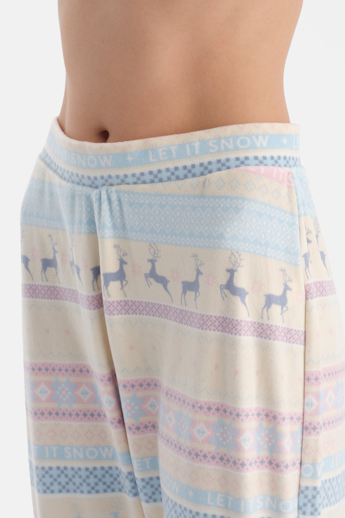 Açık Mavi Tavşanlı Baskılı Tişört Pantolon Pijama Takımı