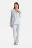 Açık Mavi Baskılı Termal Gömlek Pantolon Pijama Takımı
