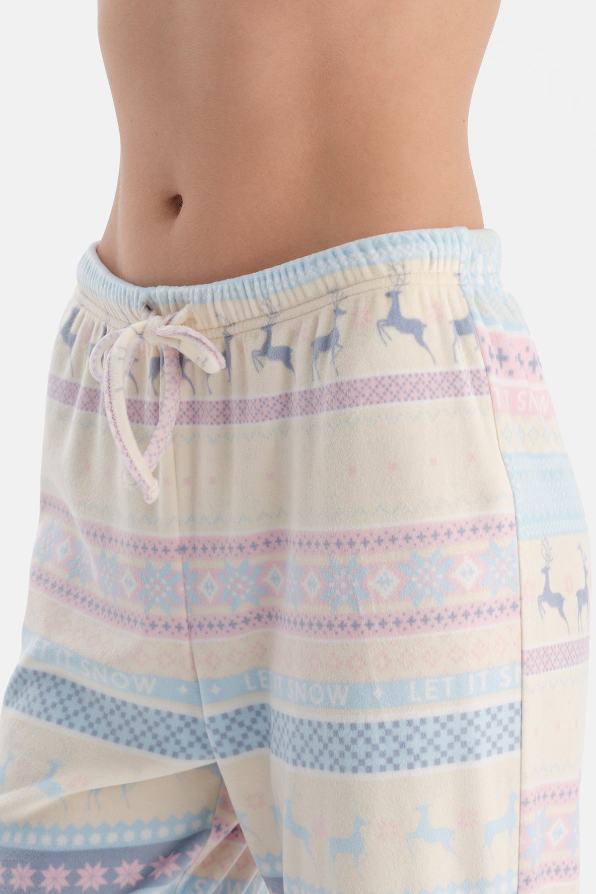 Multicolor Baskılı Kadife Gömlek Pantolon Pijama Takımı