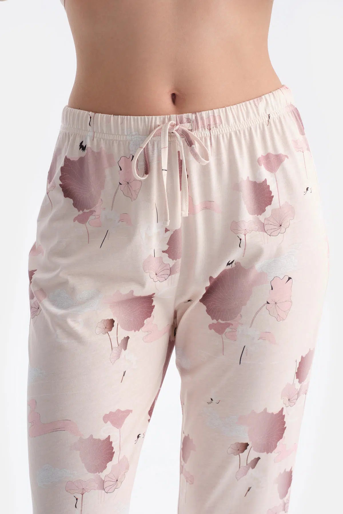 Somon Çiçek Desenli Gömlek Pantolon Takım