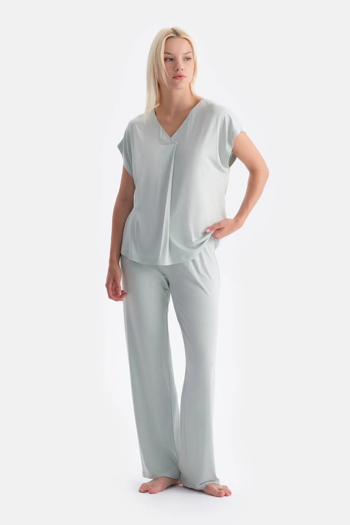 Turkuaz Pilikaşeli Tişört Pantolon Takım