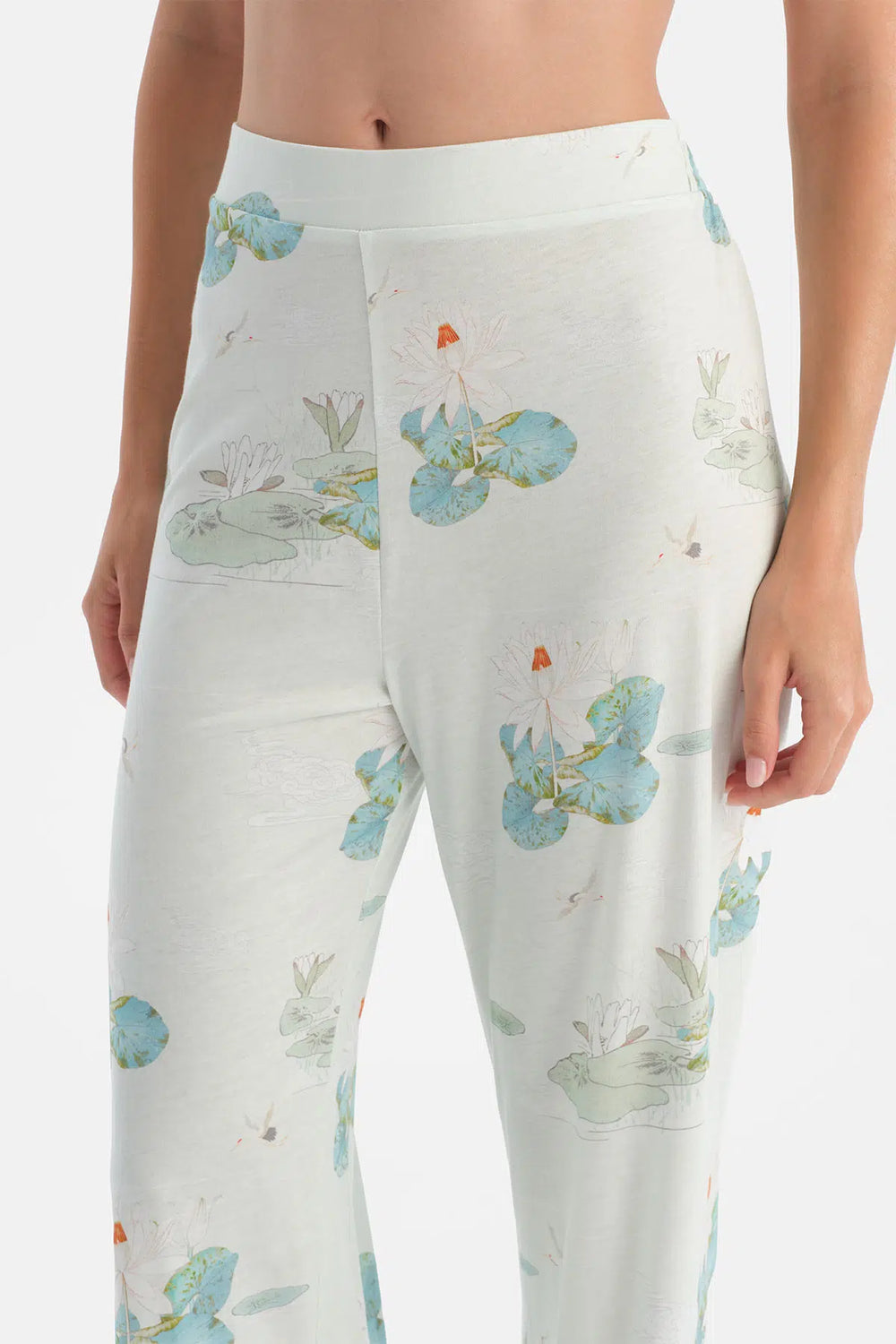 Su Yeşili Çiçek Desenli Gömlek Pantolon Takım