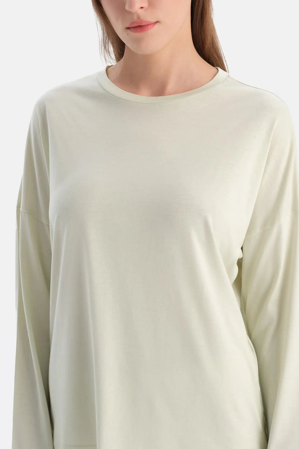 Açık Yeşil Kayık Yaka Penye Modal Tişört Pantolon Takım