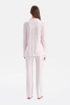 Açık Pembe Çizgili Gömlek Pantolon Takım