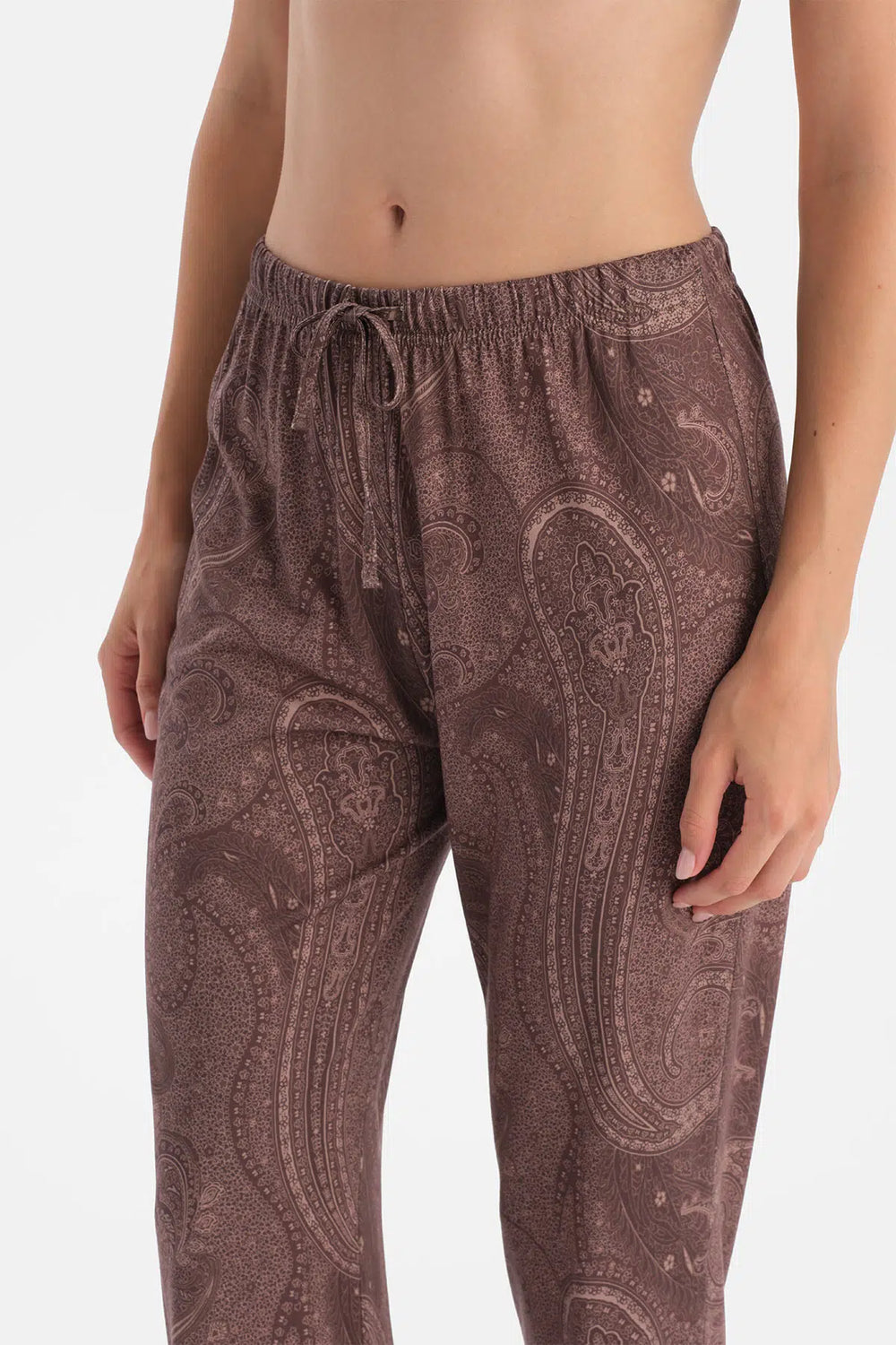 Kahverengi Şal Desenli Gömlek Pantolon Takım