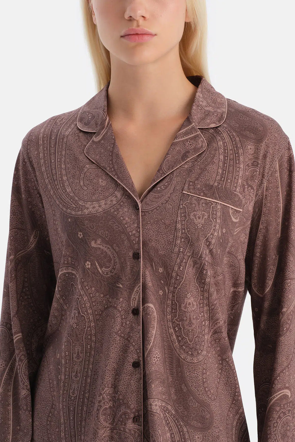 Kahverengi Şal Desenli Gömlek Pantolon Takım