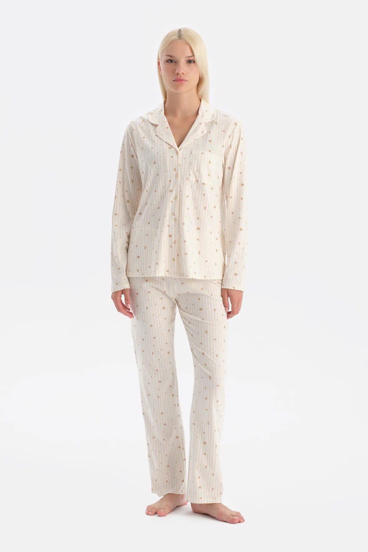 ÇİÇEK DESENLİ GÖMLEK PANTOLON TAKIM