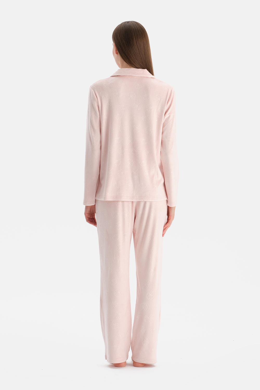 GOFRE ÇİÇEK BASKILI GÖMLEK PANTOLON TAKIM