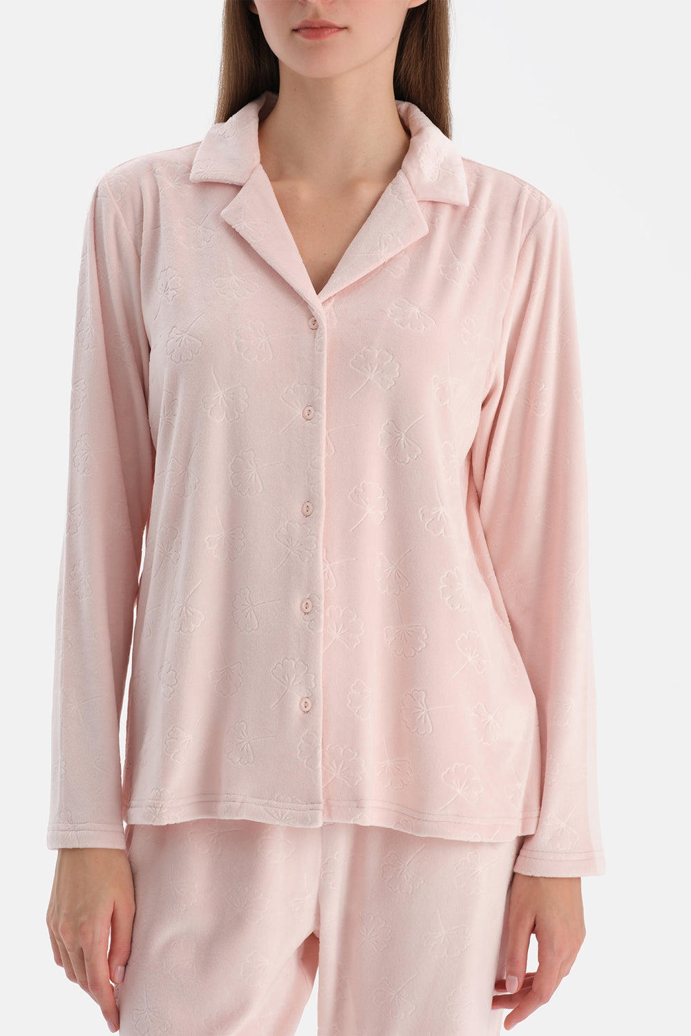 GOFRE ÇİÇEK BASKILI GÖMLEK PANTOLON TAKIM