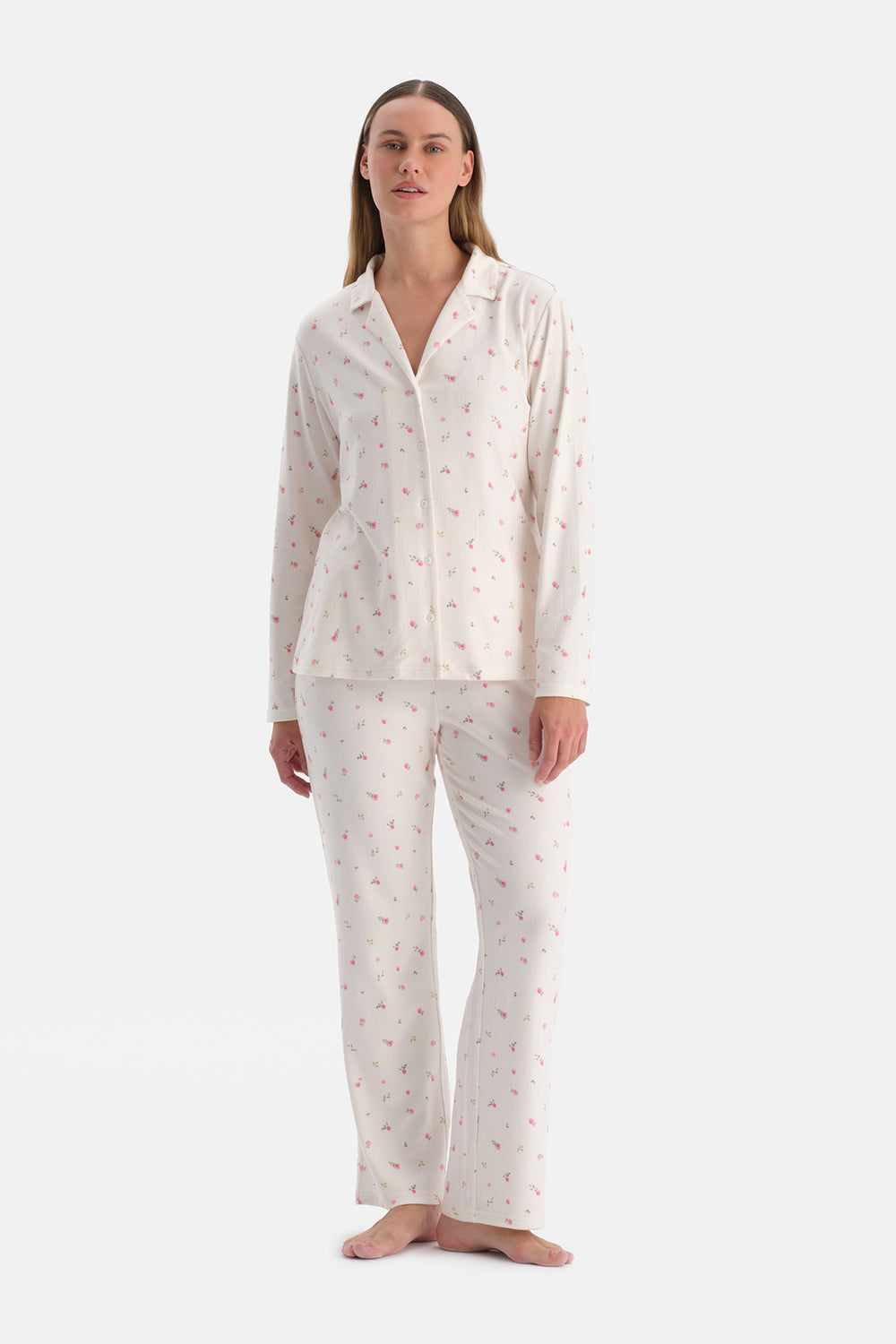 ÇİÇEK DESENLİ POINTEL GÖMLEK PANTOLON TAKIM