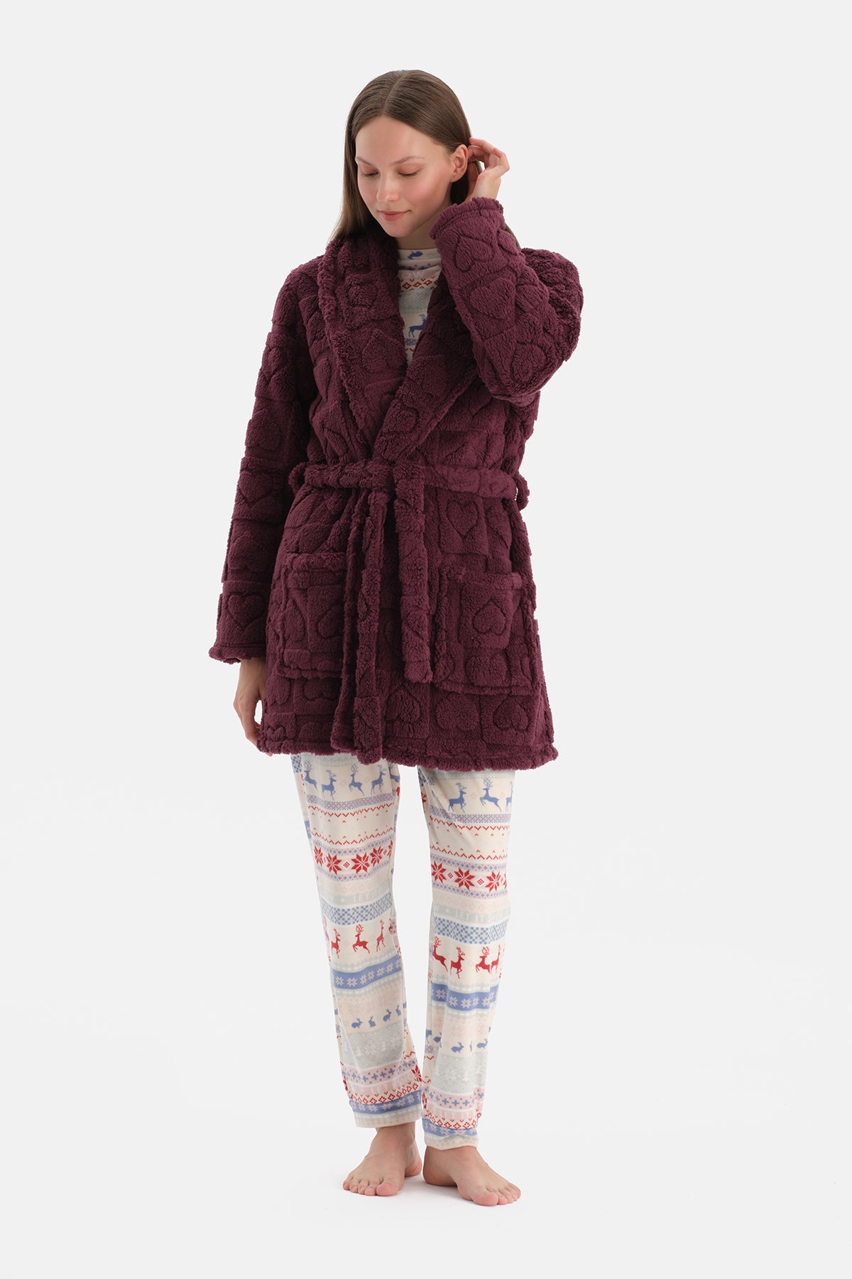 Bordo Kalpli Sabahlık