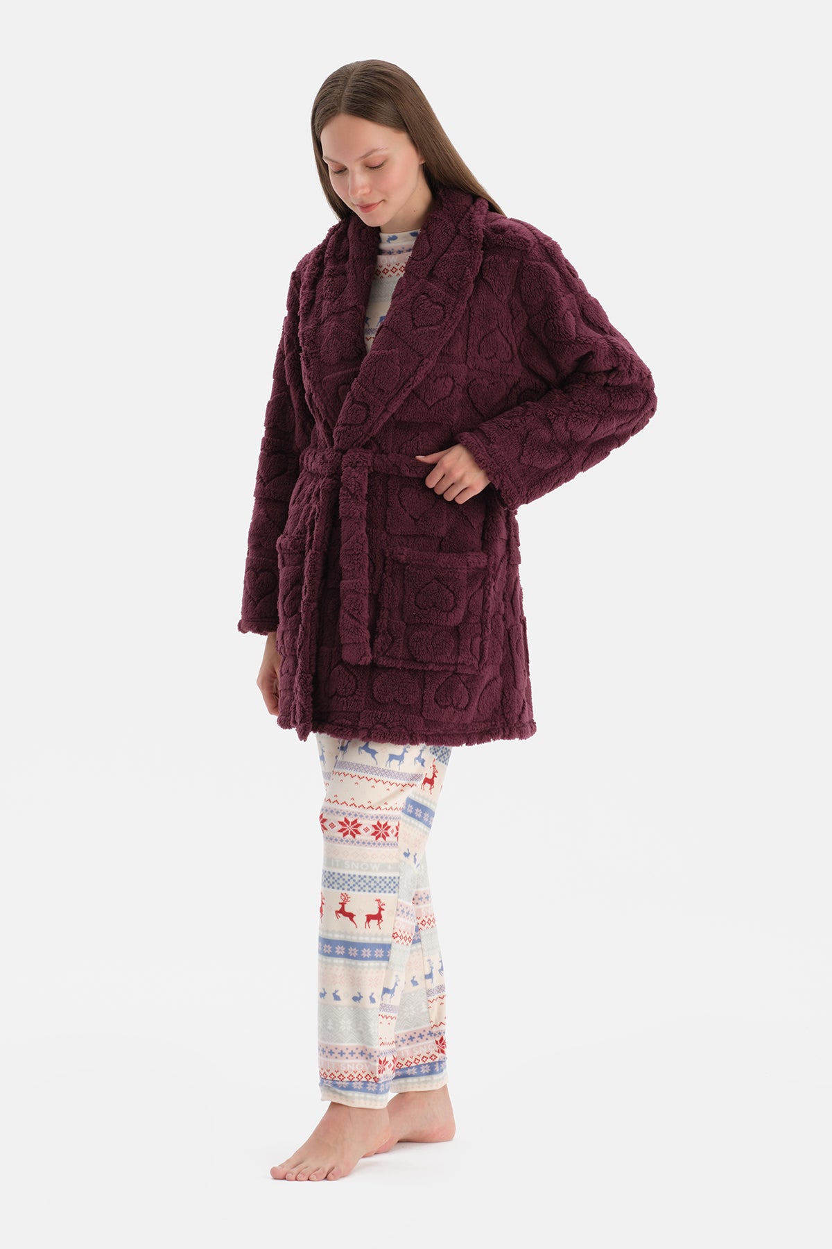 Bordo Kalpli Sabahlık