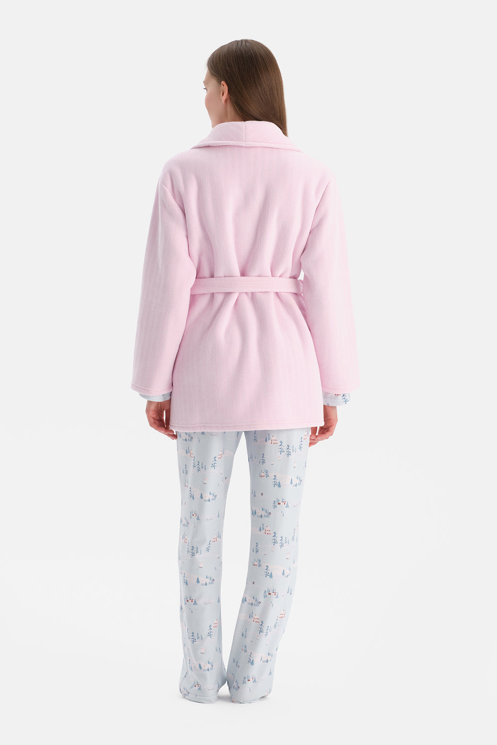 Açık Pembe Triko Görünümlü Sabahlık