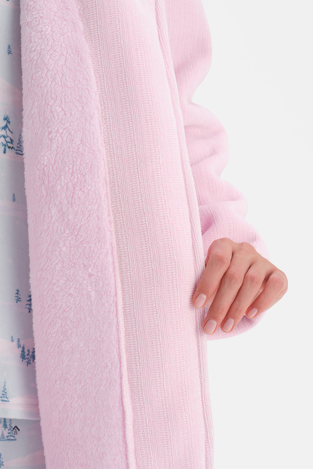 Açık Pembe Triko Görünümlü Sabahlık