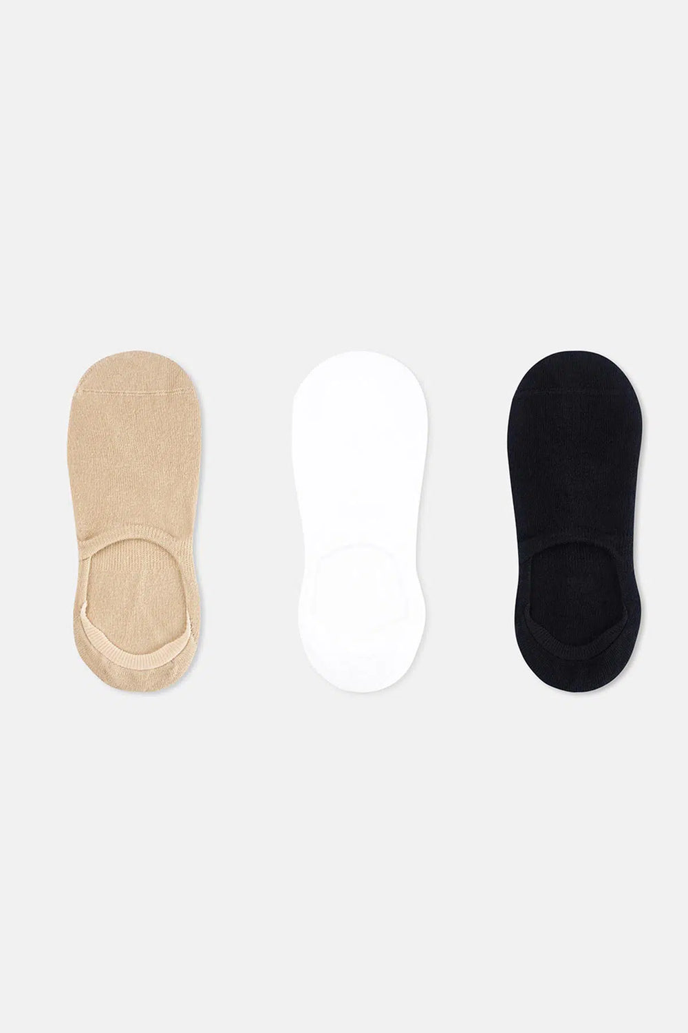 Beyaz-Siyah-Ten Kadın 3'lü Görünmez Çorap