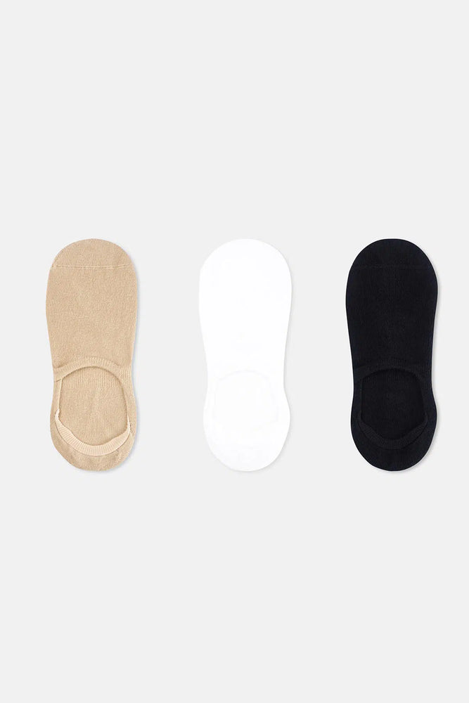 Beyaz-Siyah-Ten Kadın 3'lü Görünmez Çorap