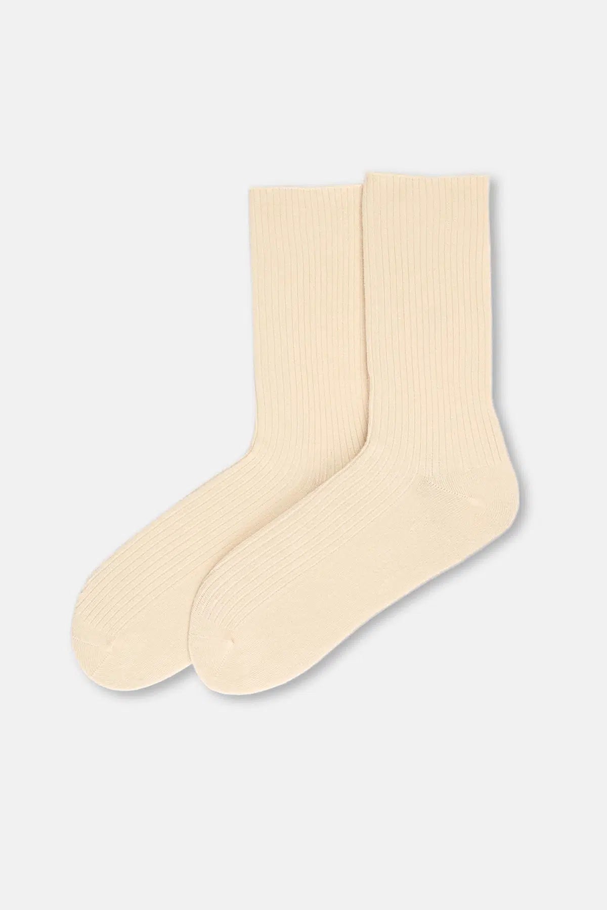 Ekru-Kahverengi Kadın 2'li Rib Bambu Çorap