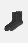 Siyah-Antrasit Melanj Kadın 2'li Pamuk Fırfırlı Çorap