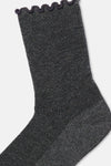 Siyah-Antrasit Melanj Kadın 2'li Pamuk Fırfırlı Çorap