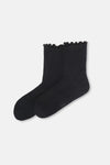 Siyah-Antrasit Melanj Kadın 2'li Pamuk Fırfırlı Çorap