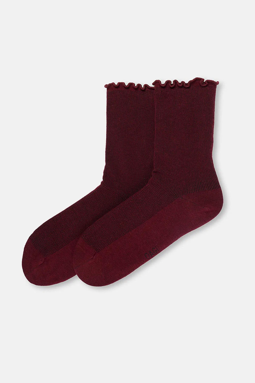 Bordo-Ekru Kadın 2'li Pamuk Fırfırlı Çorap
